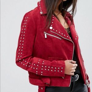 Red Suede Moto Jacket